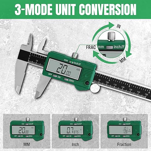 SK 6-Inch Digital Calipers, Vernier Caliper with Large LCD Screen, Caliper Measuring Tool with Auto-Off Feature, Inch/Millimeter/Fraction Conversion, ±0.001" Accuracy