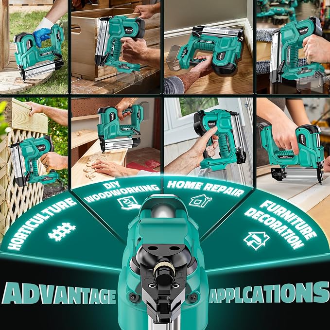 Ecarke 2" Brad Nailer Cordless Stapler Compatible with Makita 18V, 2 in 1 Electric Nail Gun/Staple Gun with 18GA Nails/Staples, Battery Power Nail Gun for Trim Wood Crafting Carpentry DIY, Tool only
