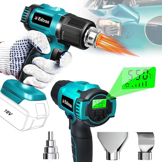 Cordless Heat Gun for Makita 18v Battery, 350W 122℉-1022℉ Fast Heating Soldering Hot Air Gun with LCD Digital Display for Shrink Tubing, PVC Wrap, Crafts, Car Wiring (No Battery)