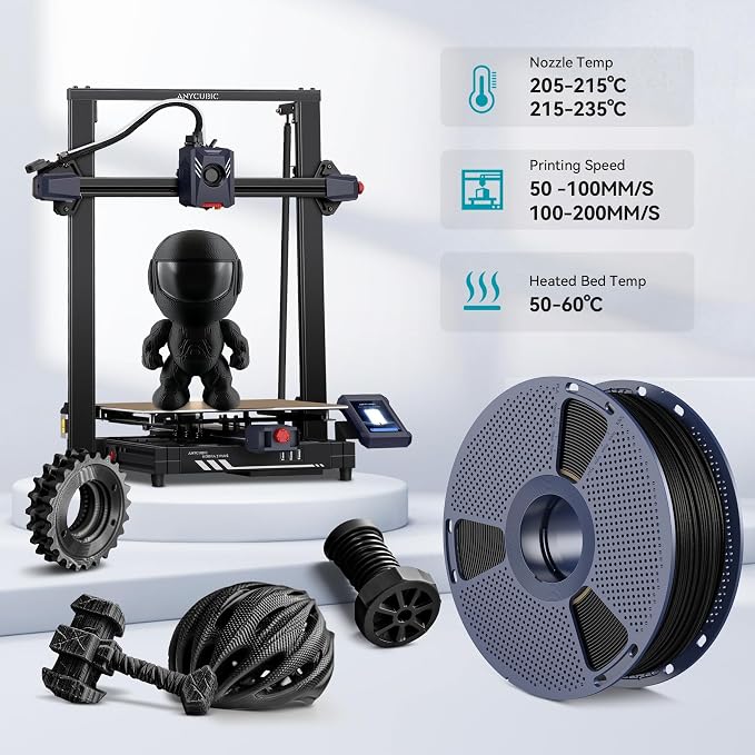 SUNLU Carbon Fiber PLA, Strong and Lightweight PLA 3D Printer Filament, PLA Filament 1.75mm Dimensional Accuracy +/- 0.02 mm, Neatly Wound 3D Printing Filament, 1KG Spool. (Black)