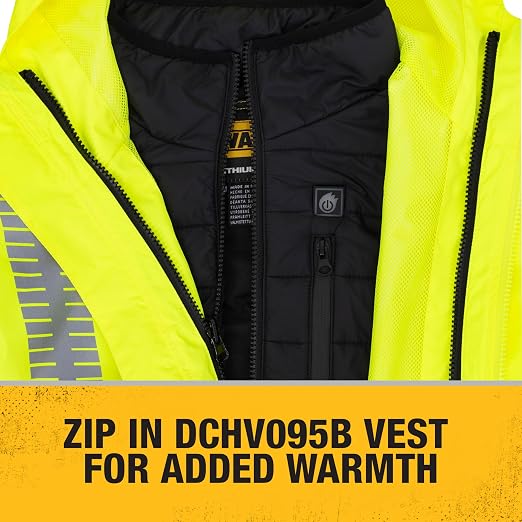 DEWALT DRW21-3 Lightweight Class 3 Ripstop Wind and Rain Jacket - Hi-Vis Green, Size S