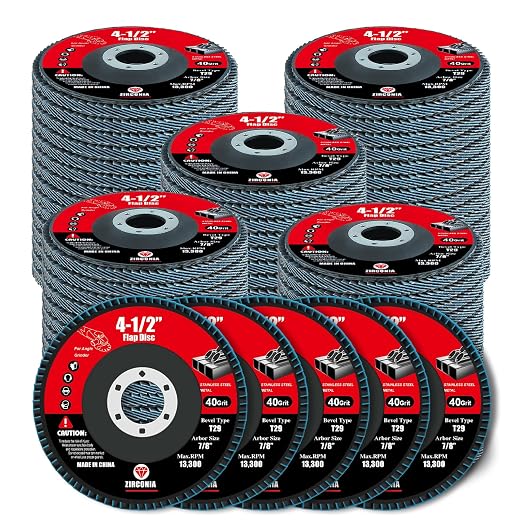 60 Pack Flap Discs 40 Grit, 4 1/2" x 7/8" for Angle Grinder,Type 29 Zirconia Grinding Wheel for Metal,Wood,Stainless Steel, Sheet Metal