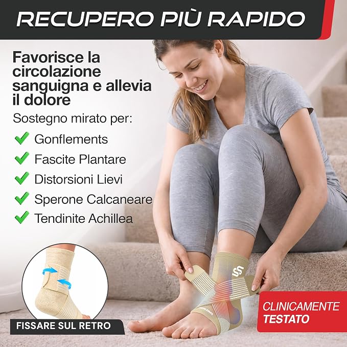 Sleeve Stars Ankle Brace for Women & Men, Ankle Wrap for Sprain, Compression Sleeve for Plantar Fasciitis Relief, Easy Customizable Support: w/ Removable Strap (Pair/M:10"-12"/Beige)