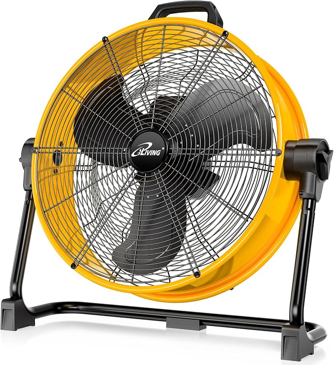 iLIVING 20 Inches 5703 CFM Heavy Duty High Velocity Barrel Floor Drum Fan With DC Brushless Motor,Stepless Speed Adjustment for Workshop, Garage, Commercial or Industrial Environment, UL Safety Listed