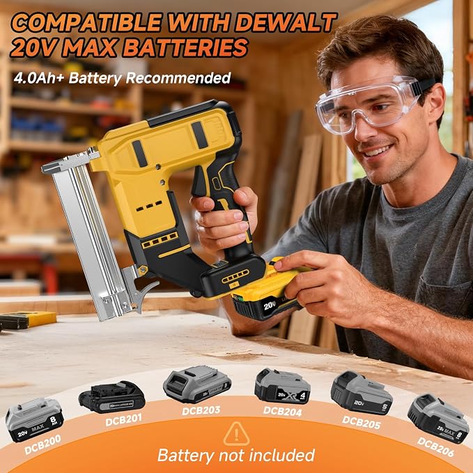 2 in 1 Cordless 18GA Brad Nailer & Stapler, Compatible with Dewalt 20V Max Battery (No Battery), Electlic Nail Gun & Staple Gun Battery Powered with 1200 Nails & Staples for Upholstery, Woodworking