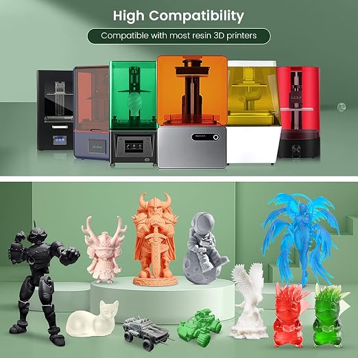 SUNLU 3D Printer Resin 1kg, Fast Curing Standard 3D Resin for LCD DLP SLA 3D Printers, 395 to 405nm UV Curing 3D Printing Liquid Photopolymer Resin, Low Shrinkage, High Precision, 1000g, Dark Grey