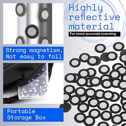 Kingdder 500 Pcs 3D Magnetic Tracking Dot for Scanner Scanning Reference Point Marker Diffuse Reflection Positioning Targets for 3D Scanning (Inner 6.0 mm Outer 10 mm)