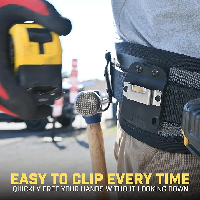 Holstery TapeMaster | Clip-On Tape Measure Holder - Low-Profile Measuring Tape Holster for Your Belt, Tool Bags, Pockets, or Pants