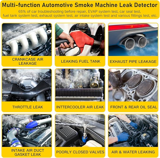 Solary Automotive Smoke Machine Leak Detector - 12V DC EVAP Vacuum Diagnostic Tester for Pipe System