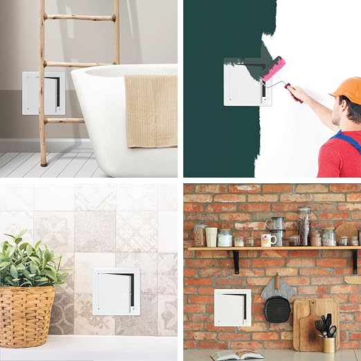 6" x 6" White Metal Access Panel - Wall Access Panel for Drywall - Hidden Wire Cover for Wall Covering Panels - Plumbing, Electricity, Heating Alarm, Bathroom, Dry Wall Hole Cover