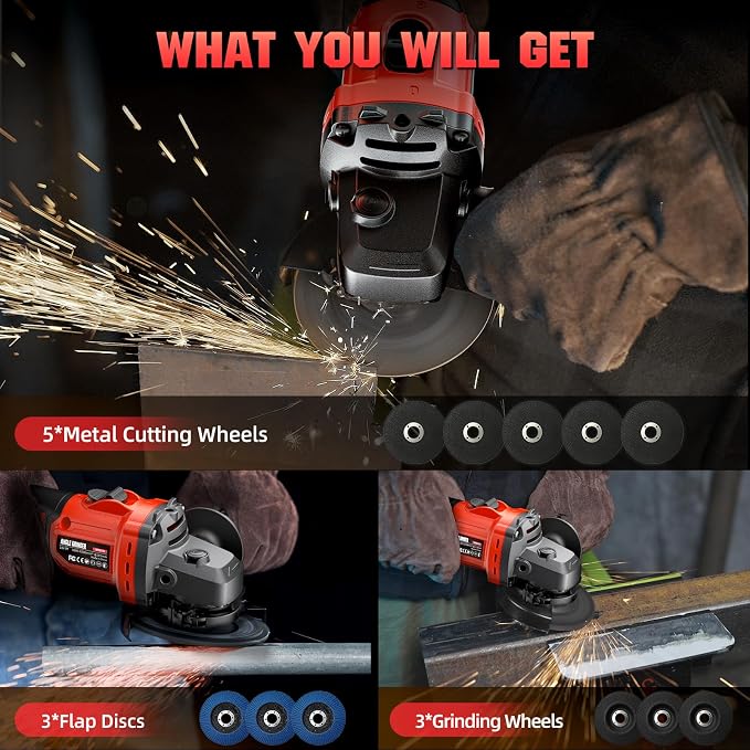Angle Grinder 4-1/2" Cordless Compatible with Milwaukee 18V/M18 Battery, 6 Variable Speed Power Grinder, Brushless Angle Grinder Power Tools For Cutting Grinding Polishing (Tool Only)