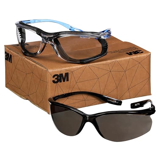 3M Safety Glasses, Virtua CCS and Virtua Sport CCS 2-Pack, Anti-Fog, ANSI Z87, Corded Ear Plug Control System, Removable Foam Gasket, 1 Pair of Clear Lens and 1 Pair of Gray Lens