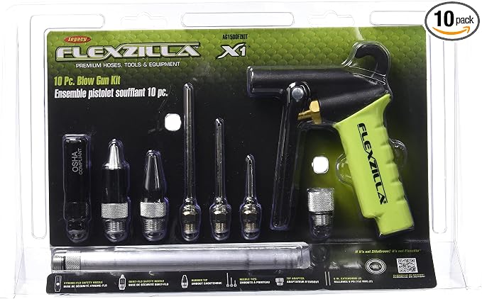 Flexzilla X1 Blow Gun Kit, 10-Piece, ZillaGreen - AG1500FZKIT
