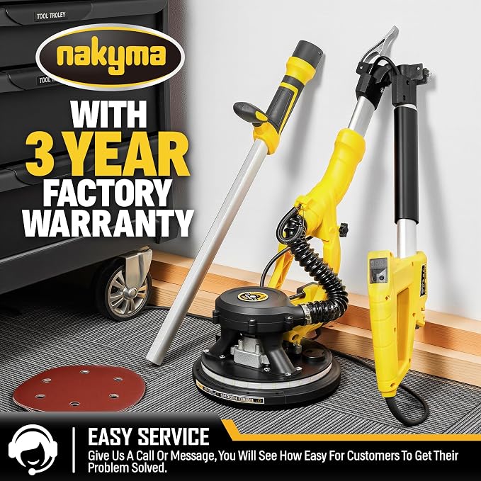 Drywall Sander, 950W 8.5A Electric Drywall Sander with Vacuum Dust Collector, 9 Variable Speed 800-2100RPM, Foldable & Extendable Handle, Wall Sander for Popcorn Ceiling, Drywall Pole Sander
