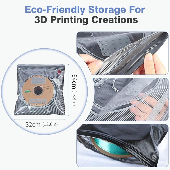 Vacbird Filament Vacuum Storage Kit with USB Pump, 20 Pack Light-Proof Vacuum Sealed Bags for 3D Filament, Spool Sealing for Keeping Dry and Clean (12.6 * 13.38 in)