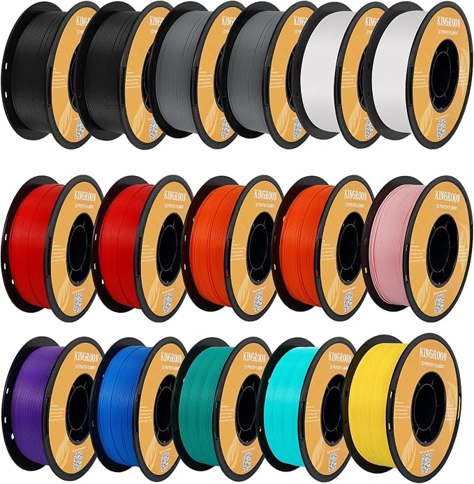 Kingroon High Speed PLA Bundle 3D Printer Filament 1.75mm, Rapid Filament for 30-600mm/s Hyper Printing Filament, Dimensional Accuracy +/- 0.03 mm, 16 kg Plastic Spool (35.2lbs（Mixed Colors）