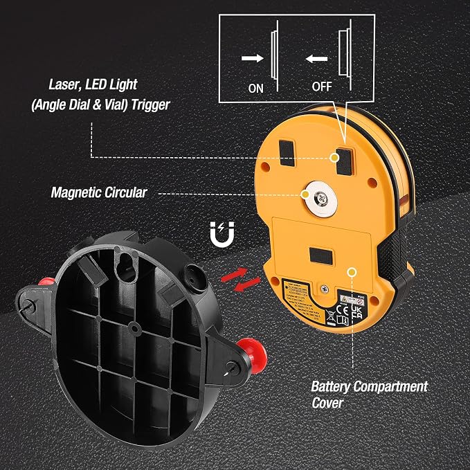 PREXISO Multi Surface Laser Level LED Light Vial, 30Ft Horizontal and Vertical Line Laser & PREXISO 2-in-1 Digital 135Ft Rechargeable Laser Tape Measure