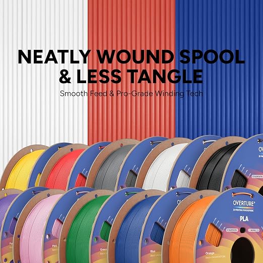 OVERTURE 10KG Bundle High Speed PLA Filament 1.75mm, Neatly Wound 3D Printer Filament 10 Pack 1kg Spool (2.2lbs) Rapid PLA, Fit Most FDM 3D Printers (10 Color P0)