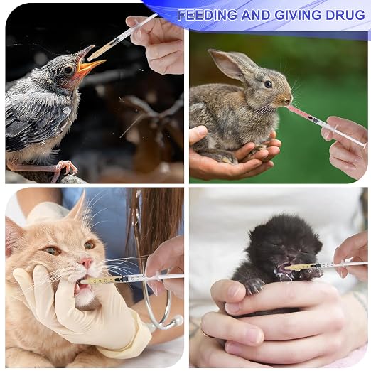 24 Pack 1ml Sterile Syringes with Caps, 1cc Needleless Measuring Syringe for Pet Feeding, Liquid Transfer, Oil, Glue, Lab & Craft Use, Individually Sealed