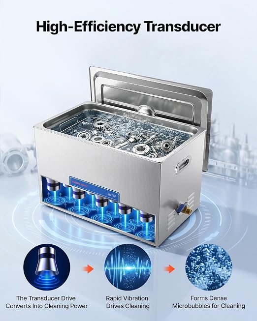 VEVOR Ultrasonic Cleaner 30L-Class Capacity Ultrasonic Parts Cleaner 40kHz, Digital Time and Temp Control, Stainless Steel Ultra Sonic Cleaning Machine with Cleaning Baskets, for Auto Parts, Glasses