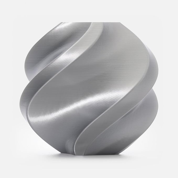 Bambu Lab PLA Silk+ Filament 1.75mm 1kg Spool - PLA 3D Printer Filament, Smooth Finish, Low Warp, Easy to Print, Compatible with Bambu Lab & Most FDM 3D Printers - Silver (13109) - Spool