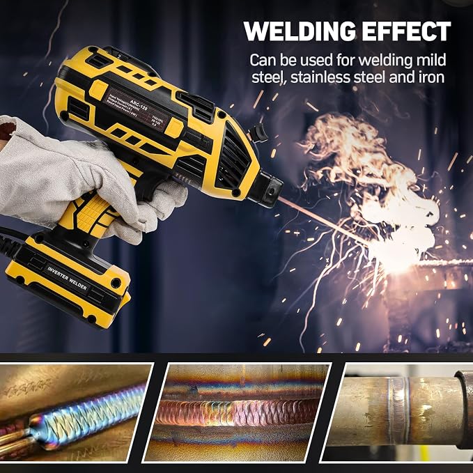 Handheld Welding Machine, 110V IGBT Inverter Portable Welding Machine with 6 Variable Current Adjustment, 20-120Amp Welding Output Handheld ARC Welder Gun for 1/16"-1/8" Welding Rods