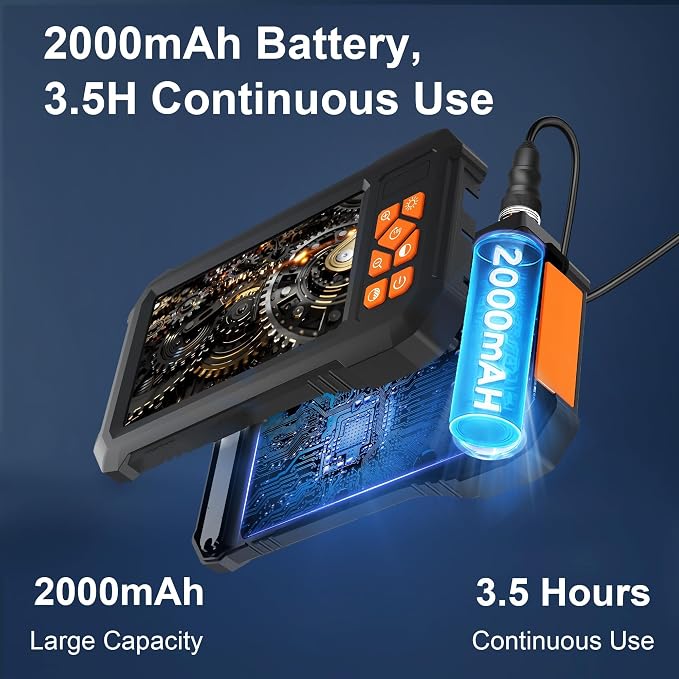 Endoscope Camera with Light, 1920P HD Borescope Inspection Camera with 4.3" IPS Screen, IP67 Waterproof with 8 LEDs & 16.5ft Semi-Rigid Snake Camera for Automotive Pipe Tools Gadgets for Men