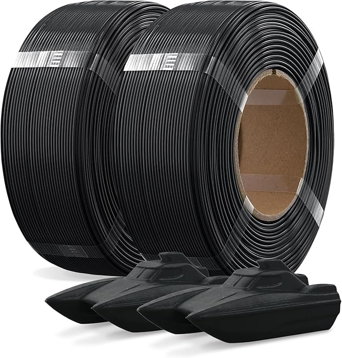 OVERTURE 2KG Bundle Refill PETG 3D Printer Filament 1.75mm, 2 Pack 1kg(2.2lbs), Refilament for Bambu Lab Reusable Spool, Accuracy +/- 0.02 mm, Fit Most FDM 3D Printers(Black*2)