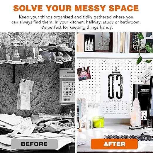 12Pcs Pegboard, Pegboard Wall Organizer, Peg Boards for Walls Craft Room, Pegboard Kits fit Garage Kitchen Workshop, Small Pegboard, Peg Board Organizer Accessories - White Pegboards Panels