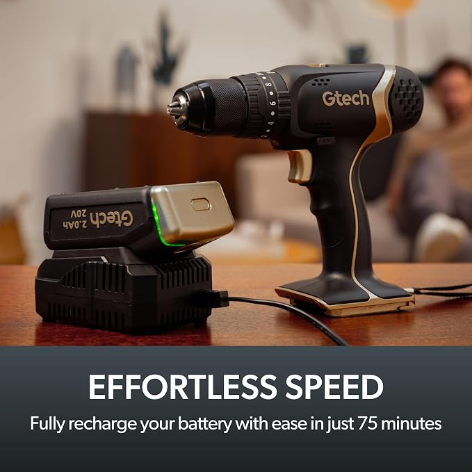 Gtech Power Tool Battery Charger - Fast Charge in 75 Min - 1.8m Cable - LED Charging Status - Compatible with Gtech Tools - Ideal for Quick and Efficient Recharging