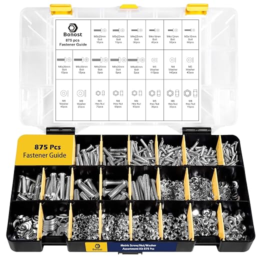 Bonost 2300 Pieces Hardware Assortment Kit - Metric & SAE Machine Screw Assortment Kit with Assorted Nuts, Bolts, and Washers (3 Trays)