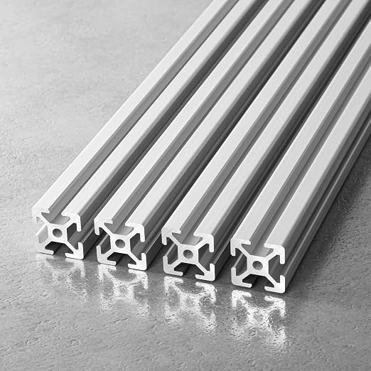 IXGNIJ 1010/10 Series 1 Inch x 1 Inch T Slot Aluminum Extrusion (25mmx25mm) European Standard Anodized for 3D Printer Parts and CNC DIY Silver 500mmX4
