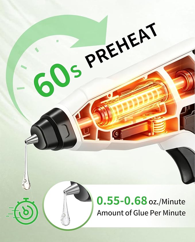 Hot Glue Gun: 100W Heavy and Duty Glue Gun - Hands Free Professional Hot Glue Gun with Foot Rest for Professional DIY & Industrial Use, Arts, Home Repair, 20PCS 0.28'' Glue Sticks
