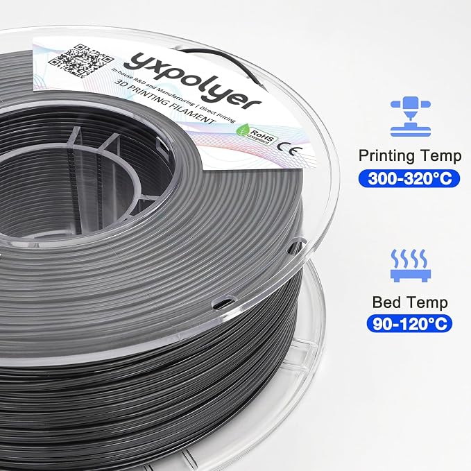 YXPOLYER PPS Filament 1kg 1.75mm Heat Resistance to 180°C, Engineering-Grade 3D Printier Filament Easy Printing