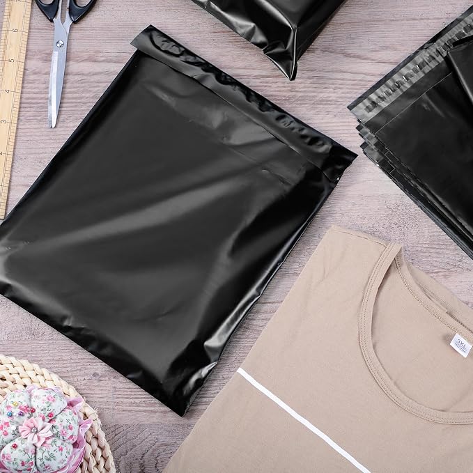 Outus 240 Pcs Poly Mailers Variety Size Pack Mailing Shipping Bags Assorted Sizes Shipping Envelopes Self Adhesive Waterproof and Tear Proof Packaging Bags for Clothing Book Gift(Black,6 Sizes)