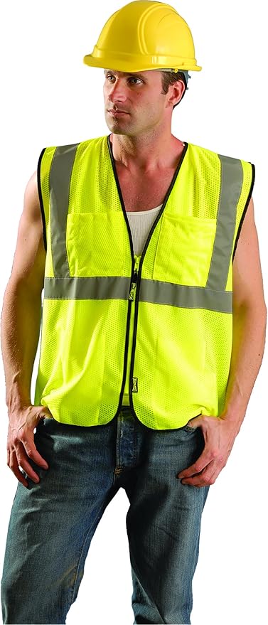 OccuNomix ANSI/ISEA 107-2020 Class 2 Type R Mesh Surveyor Vest - Reflective Safety Vest with Pockets, Dual Sizes (S/M-4X/5X)