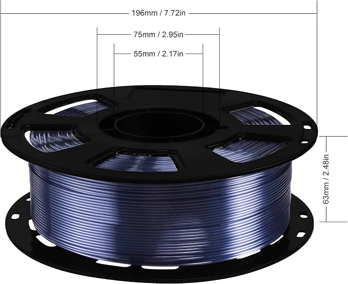 1.75mm Silk Pearlescent Shiny Black PLA Filament, 1kg 2.2lbs 3D Printing Material, Widely Support for FDM 3D Printer, Pack with Extra Filament Sample by BBLIFE