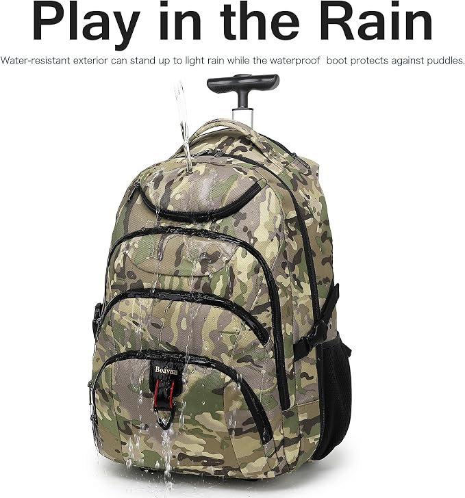 Boavan Rolling Backpack,17 inch Water Resistant Wheeled Backpack,Carry on Luggage Business Bag, Overnight College Computer Bag Trolley Suitcase for Men Women Adults to Travel