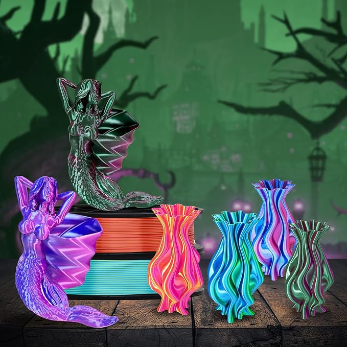YOUSU Silk Dual Color PLA Filament 3D Printer Filament，Multicolor PLA Filament 1.75mm (± 0.03 mm) Compatible with Most of 3D Printer.