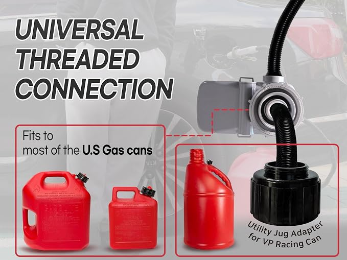 [LITE DELIGHT] Transfer Pump for Fuel, Water & More, 2.4 GPM, AA Battery Included, Squeeze Trigger Handle for Flow Control & Stop, Universal & VP Racing Can Adapters, 51” Hose, PLUS a Manual Siphon