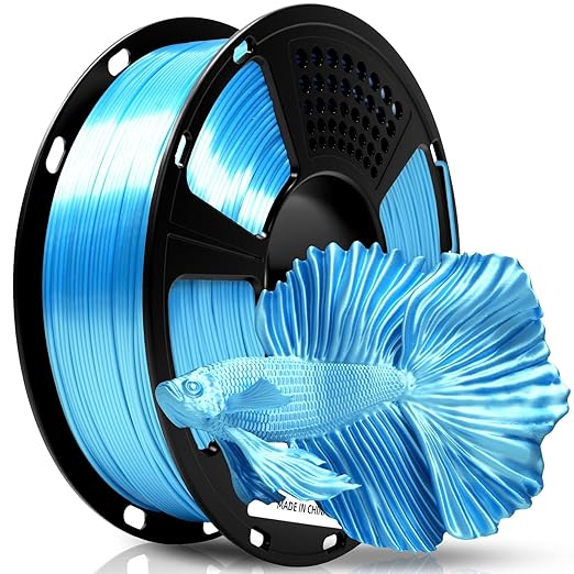 GEEETECH Silk PLA Filament 1.75mm Sky Blue | Shiny 3D Filament, 1kg (2.2lbs) 1 Spool, Dimensional Accuracy +/- 0.02 mm, 3D Printer