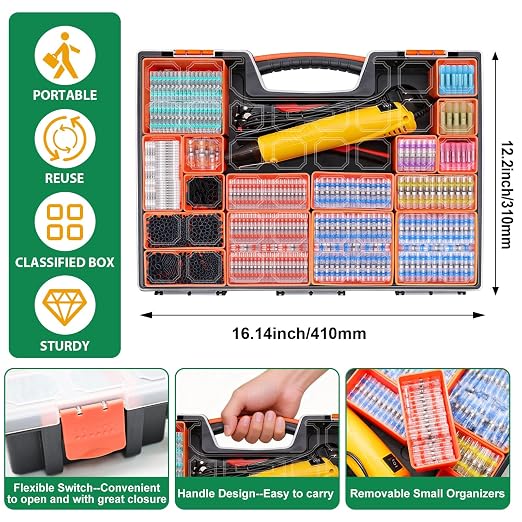 2066PCS Ultimate All-in-One Heat Shrink Solder Seal Wire Connectors Kit: Waterproof Solder Stick Butt Connectors, Heat Gun & Wire Stripper for Automotive, Marine & Electrical Projects Automotive