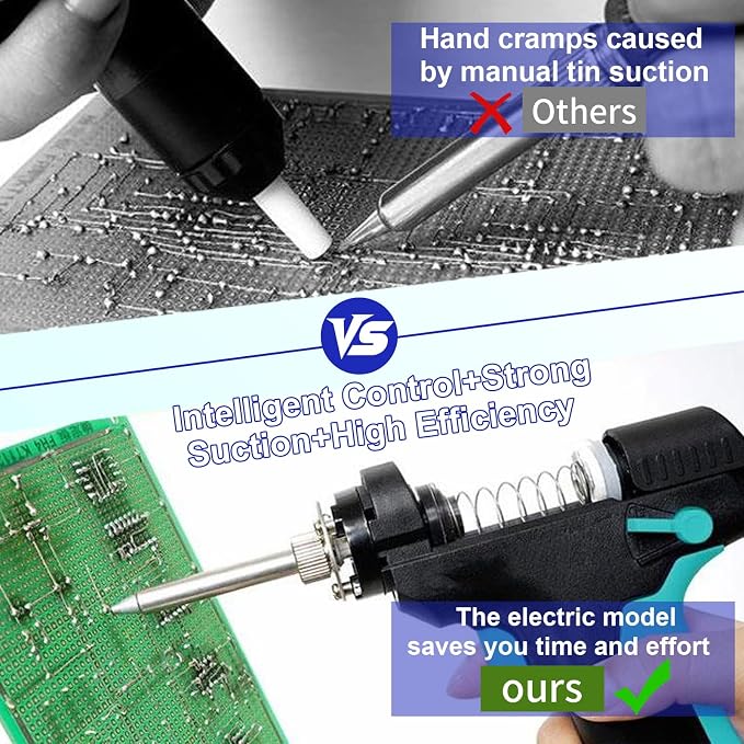 OUKENS Soldering Iron Desoldering Station Kit, Electric Solder Suction Gun with LCD, Desoldering Tool for Electronics Repair, Sleep Mode 7-Hole Design, Includes 3 Nozzles 3 Needles 4 Filter Cotton