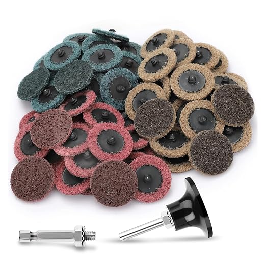 90pcs 2 inch Quick Change Sanding Discs, Nylon Surface Conditioning Discs, 1/4" Roll Lock Holder Die Grinder Sanding Disc for Surface Strip Grind Polish Burr Finish-Fine Medium Coarse