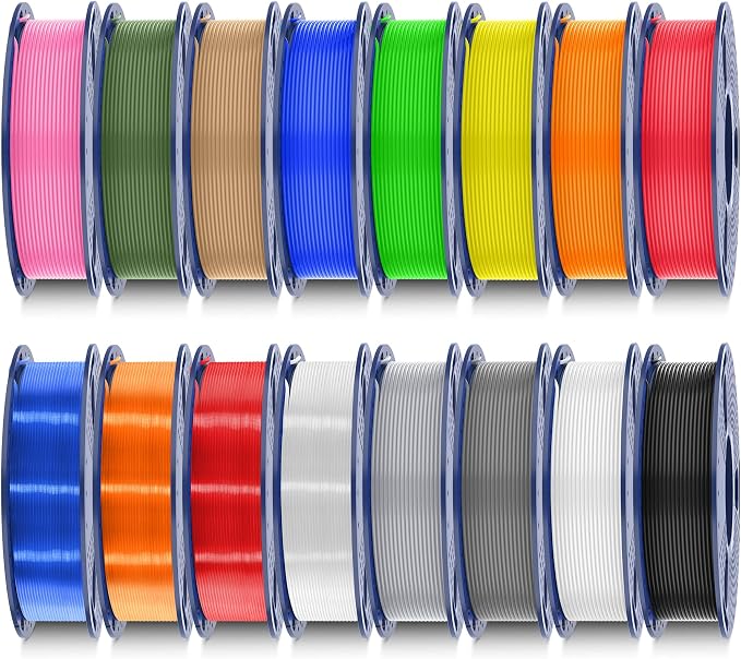 SUNLU 16 Color PLA Filament Bundle Multicolor, 0.25kg per Spool, Total 4KG | 0.25kg per Spool, 16 Pack (4 Transparent Color and 12 Regular Solid Color), Individually Vacuum Packed