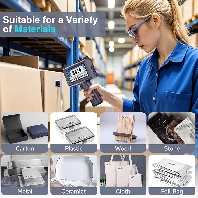 Handheld Inkjet Printers - All Metal Material,Industrial-Grade/Printing Height of 1/2 inch/4.3-inch capacitive Color Screen/Continuous Operation for 12-18hours