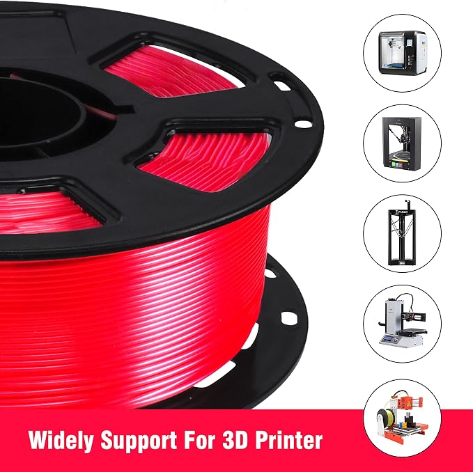 Silk Ruby Shiny Red PLA Filament, 1kg 2.2lbs 1.75mm 3D Printing Material, Widely Support for FDM 3D Printer, Easy to Print by BBLIFE