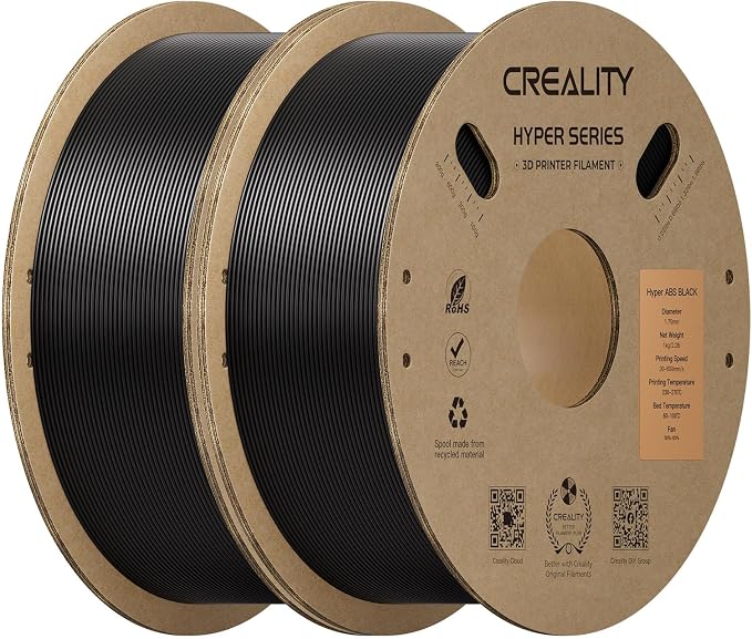 Creality Hyper ABS Filament 1.75mm 2KG, High-Temperature Resistant, High Impact Strength, Stable Printing Performance, +/- 0.05mm Accuracy（Black