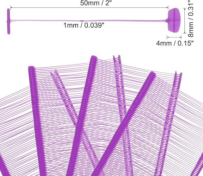 uxcell 5000pcs 2 Inch(50mm) Micro Tagging Gun Fasteners, Tag Pins Clothing Tagging Barbs Attachments Plastic Garment Price Tag Barb for Clothes, Purple