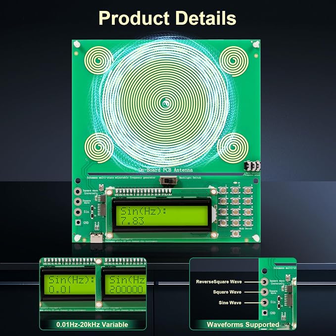 Frequency Generator for Healing | Frequency Generator Resonator Sound Frequency Machine with Type-C | 0.01-200000Hz Adjustable Schumann Sine Wave Resonance Generator
